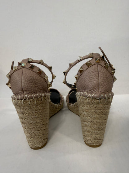 VALENTINO GARAVANI Rockstud Espadrille Wedge Sandal in Blush — NWT | EU 36-US 6