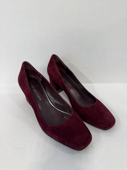 STUART WEITZMAN Suede Leather Block Heels Square Toe Pumps/Us9- EU39.5