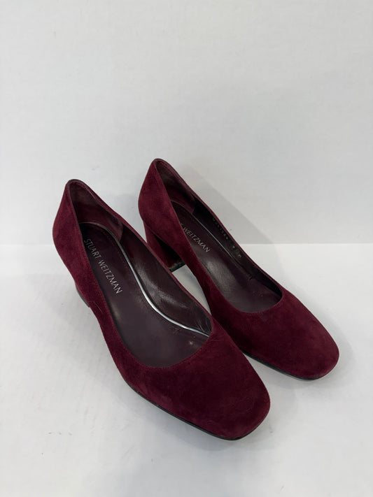 STUART WEITZMAN Suede Leather Block Heels Square Toe Pumps/Us9- EU39.5