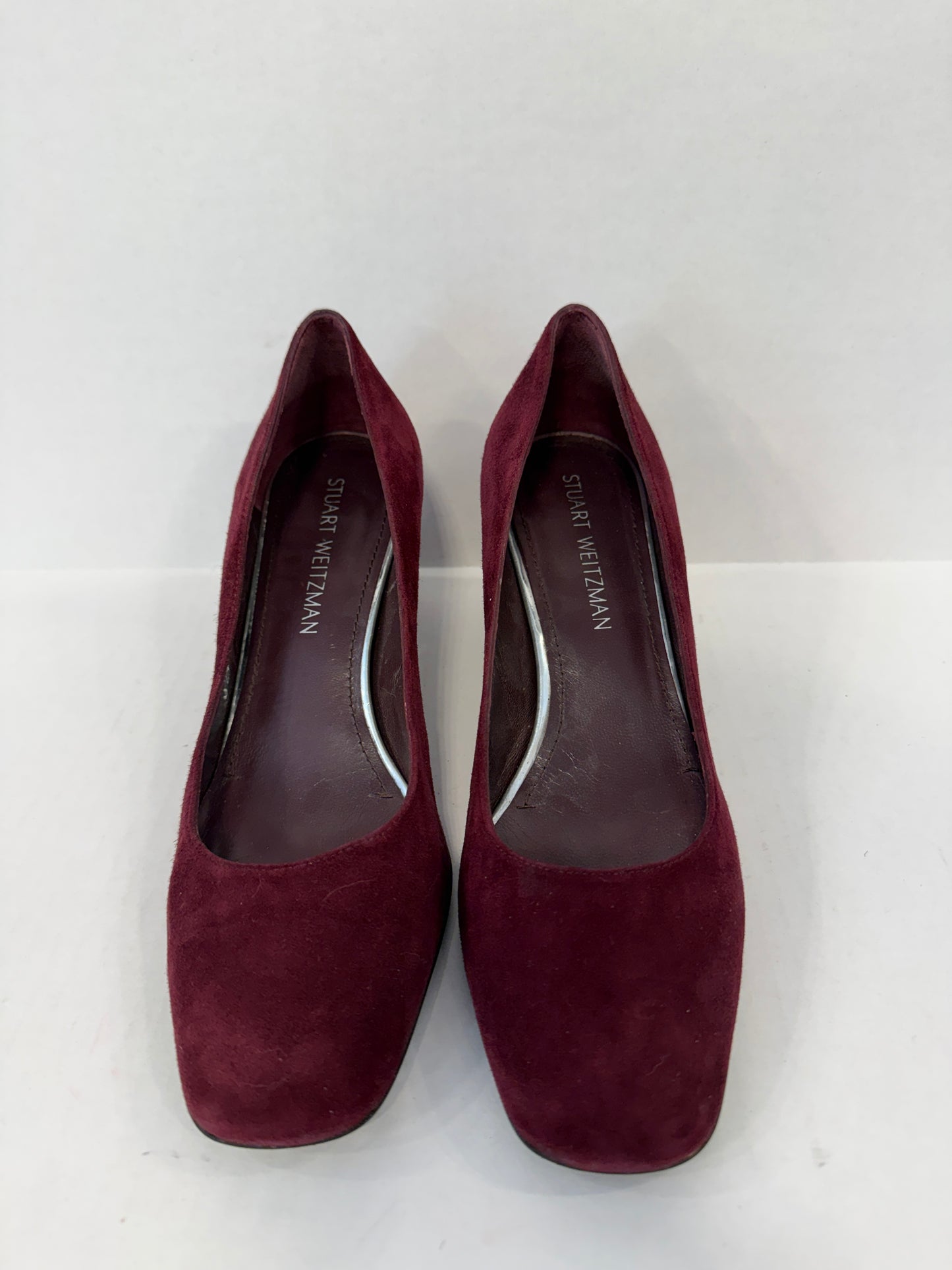 STUART WEITZMAN Suede Leather Block Heels Square Toe Pumps/Us9- EU39.5