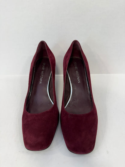 STUART WEITZMAN Suede Leather Block Heels Square Toe Pumps/Us9- EU39.5
