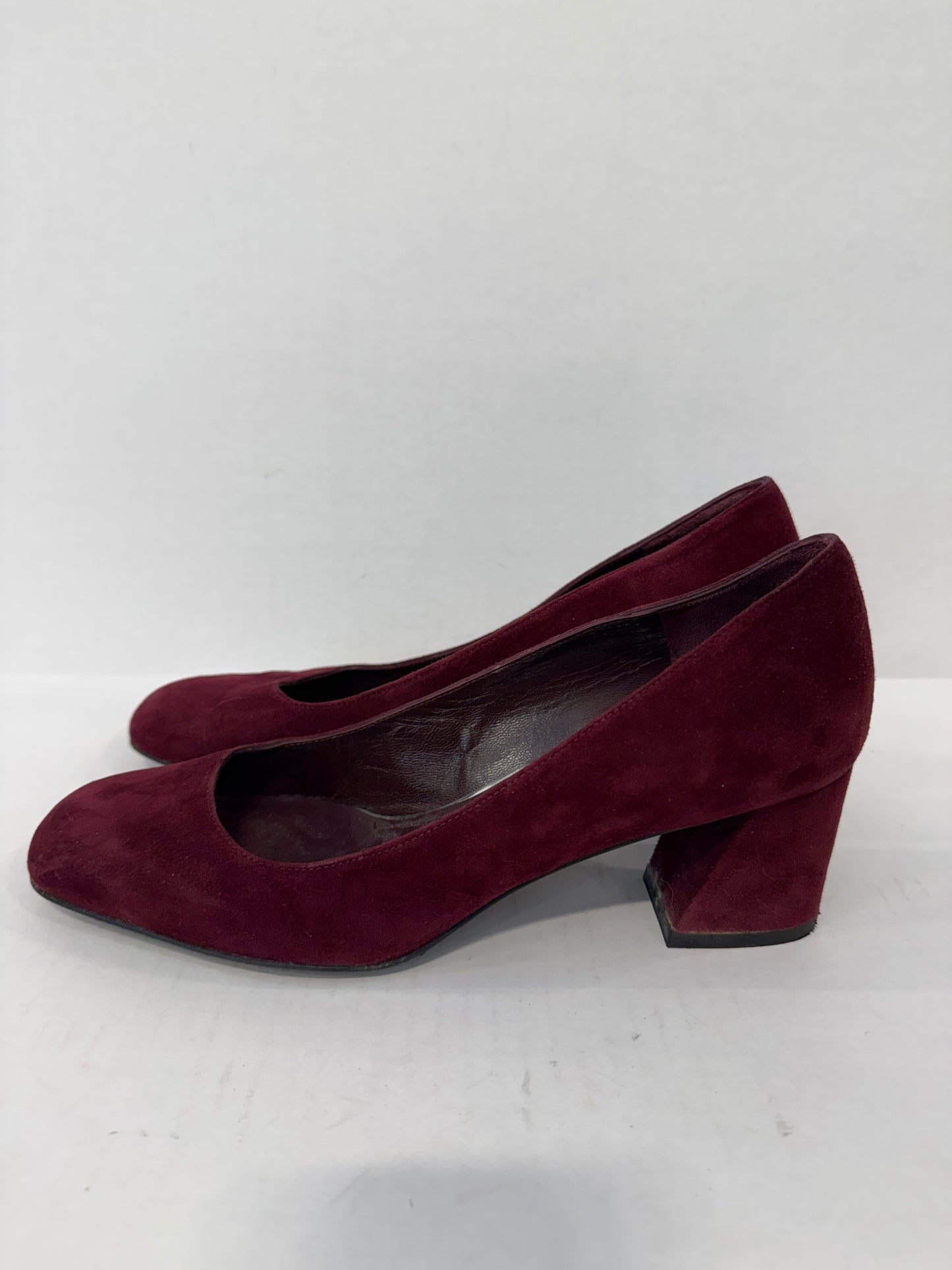 STUART WEITZMAN Suede Leather Block Heels Square Toe Pumps/Us9- EU39.5