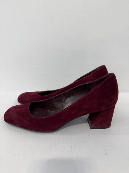 STUART WEITZMAN Suede Leather Block Heels Square Toe Pumps/Us9- EU39.5