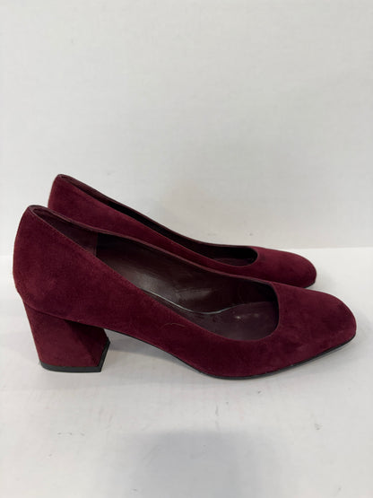 STUART WEITZMAN Suede Leather Block Heels Square Toe Pumps/Us9- EU39.5