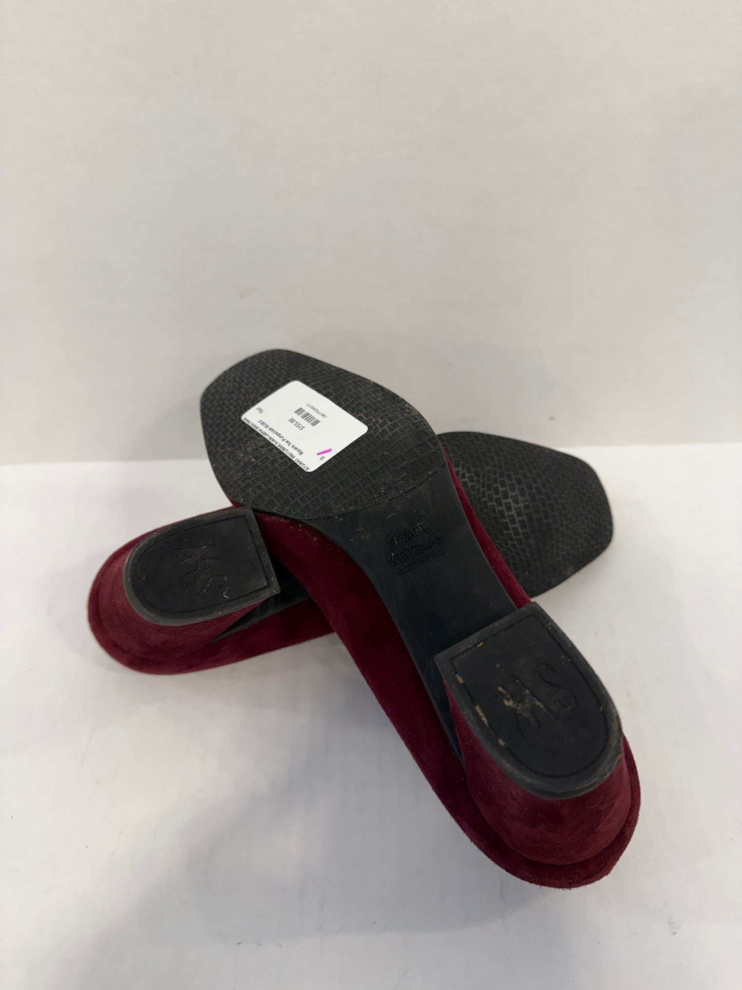 STUART WEITZMAN Suede Leather Block Heels Square Toe Pumps/Us9- EU39.5