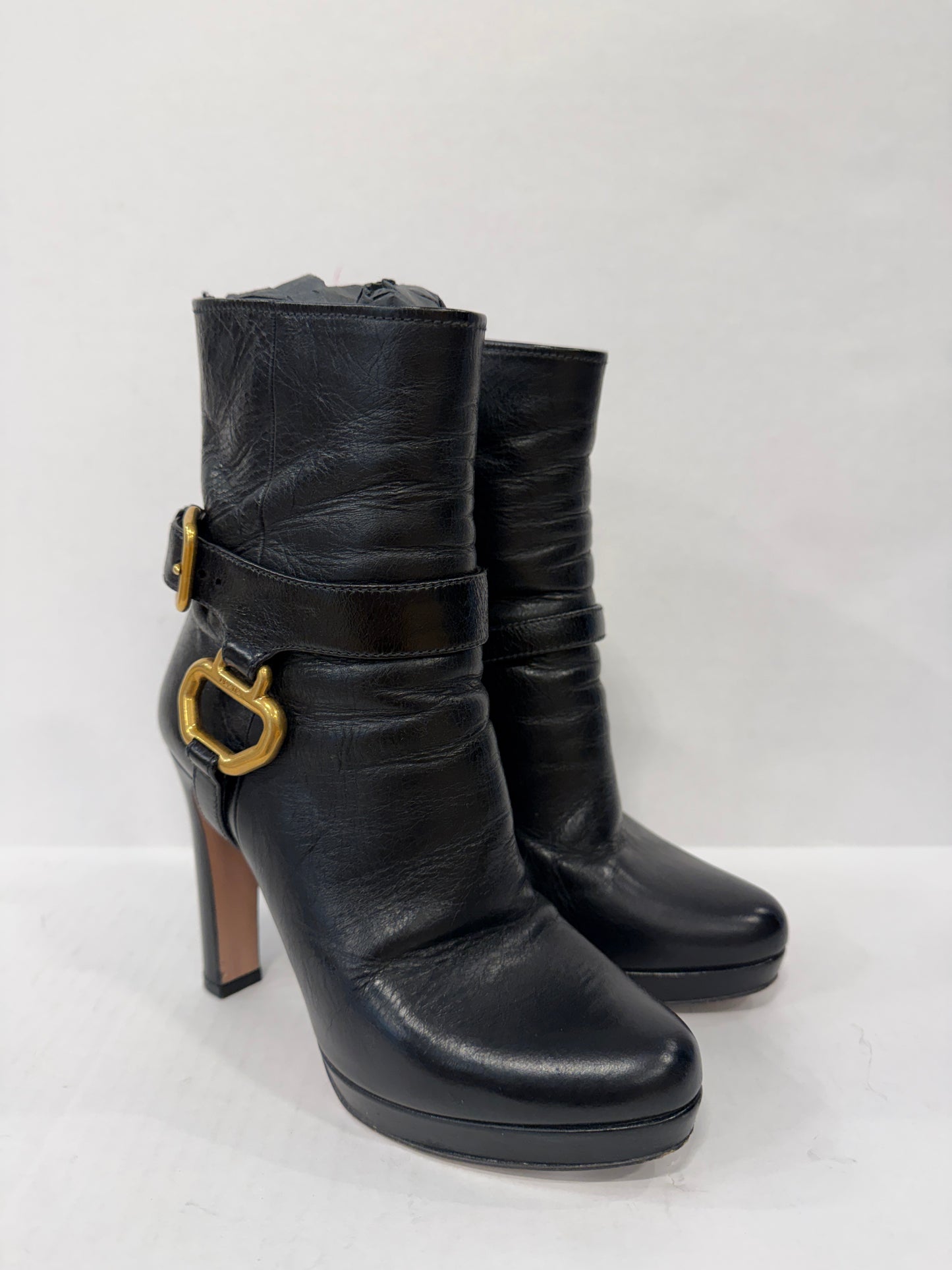 PRADA Vintage Donna Leather HHeels Boots/US6-EU36