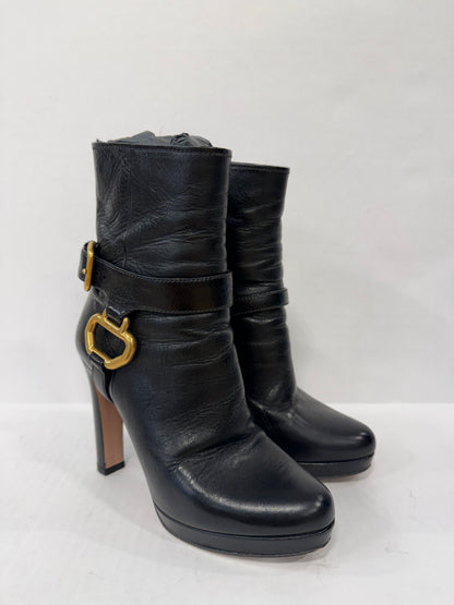 PRADA Vintage Donna Leather HHeels Boots/US6-EU36