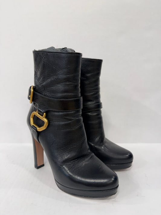 PRADA Vintage Donna Leather HHeels Boots/US6-EU36