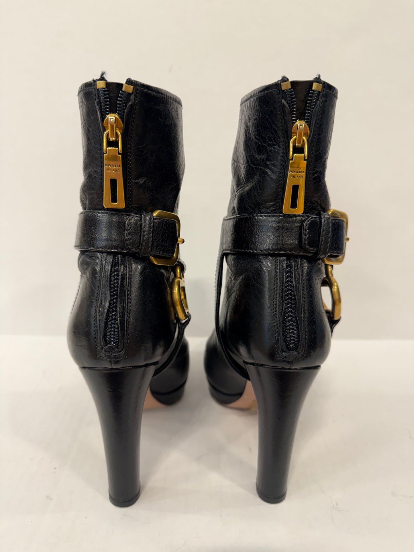 PRADA Vintage Donna Leather HHeels Boots/US6-EU36