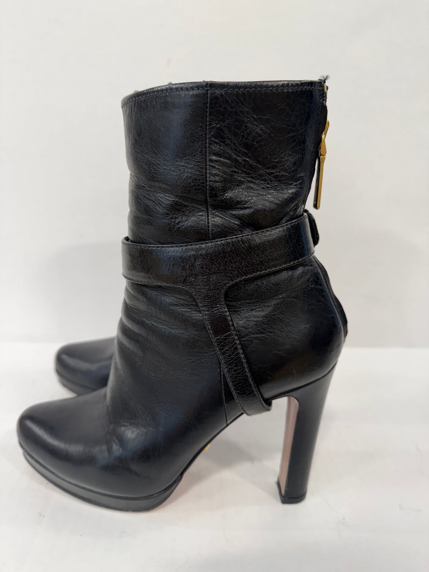 PRADA Vintage Donna Leather HHeels Boots/US6-EU36