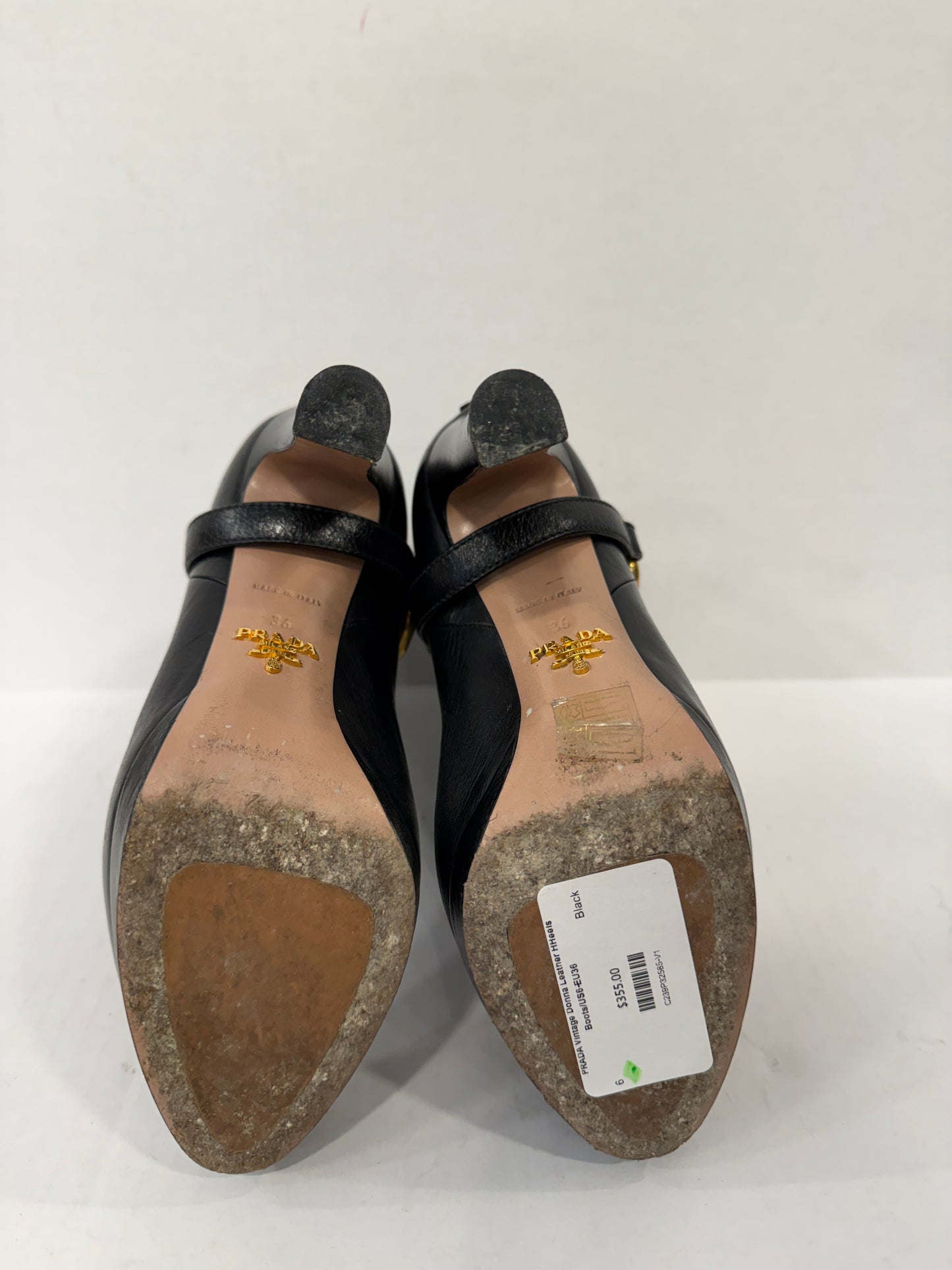 PRADA Vintage Donna Leather HHeels Boots/US6-EU36