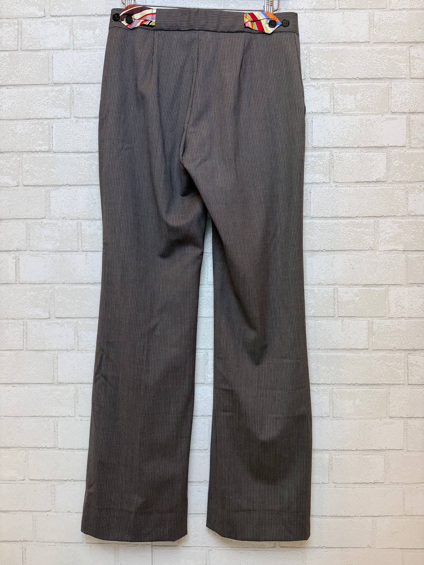 PAUL SMITH Black Wool Stripes Print Mid Rise  Large Pants/M2