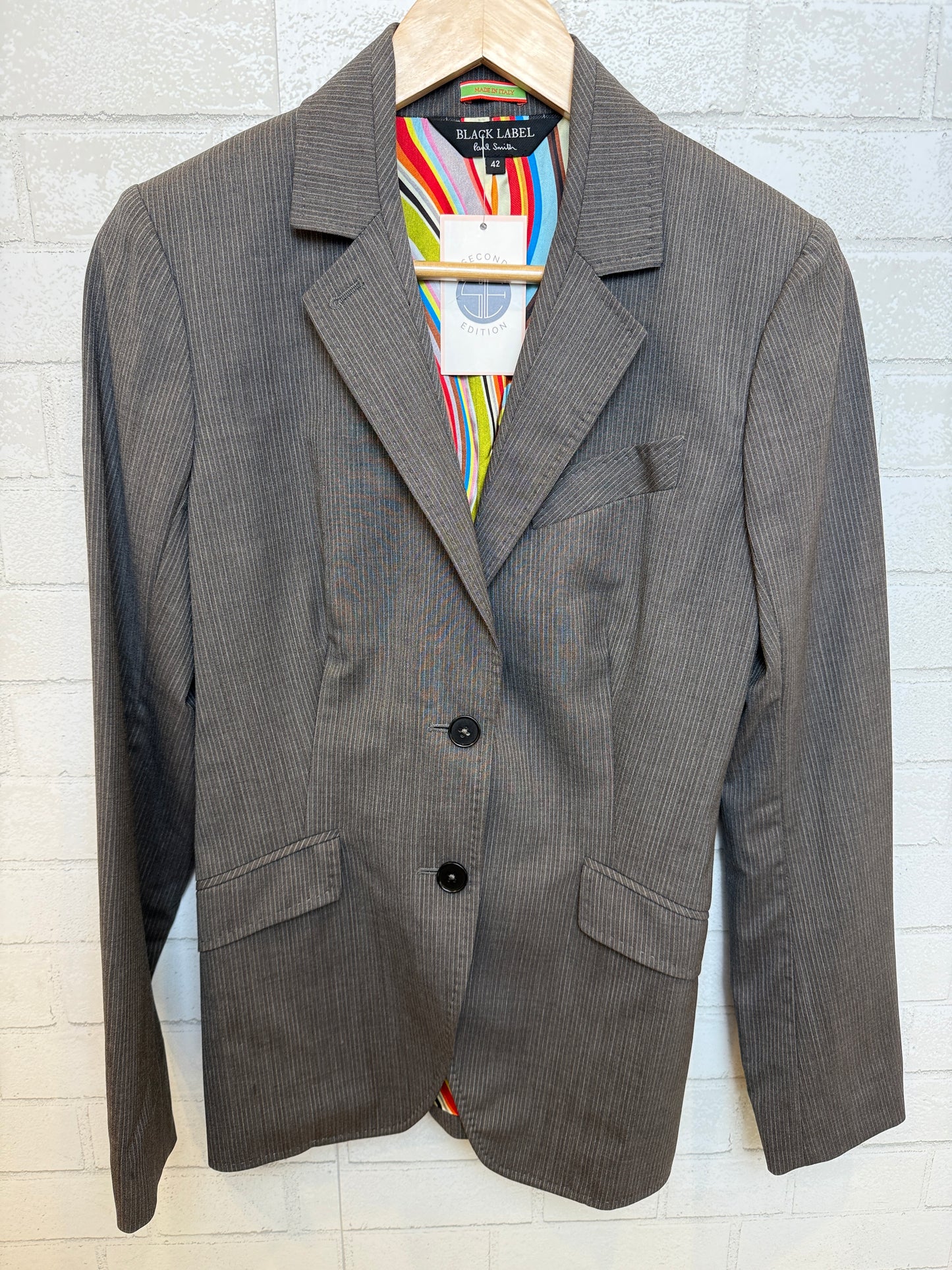 PAUL SMITH BLACK Wool LS Stripes Print Blazer/M