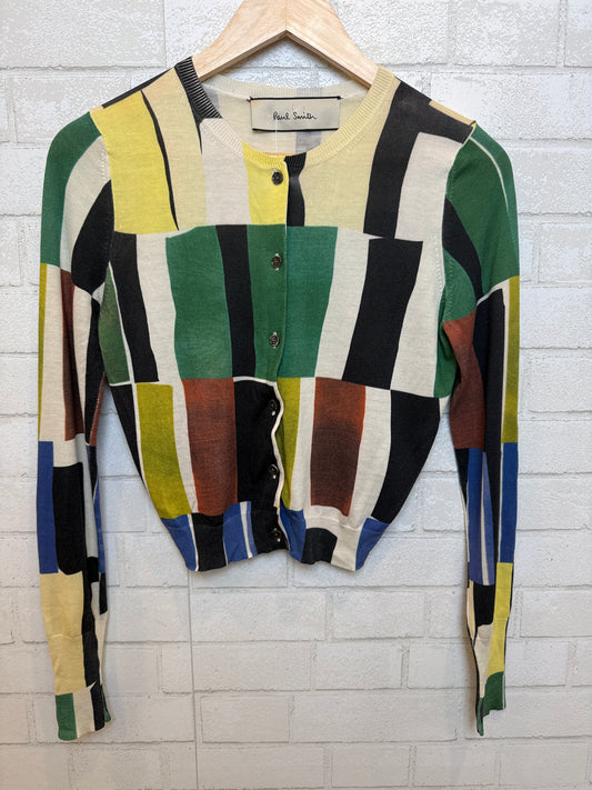 PAUL SMITH Silk LS Printed Cardigan/M