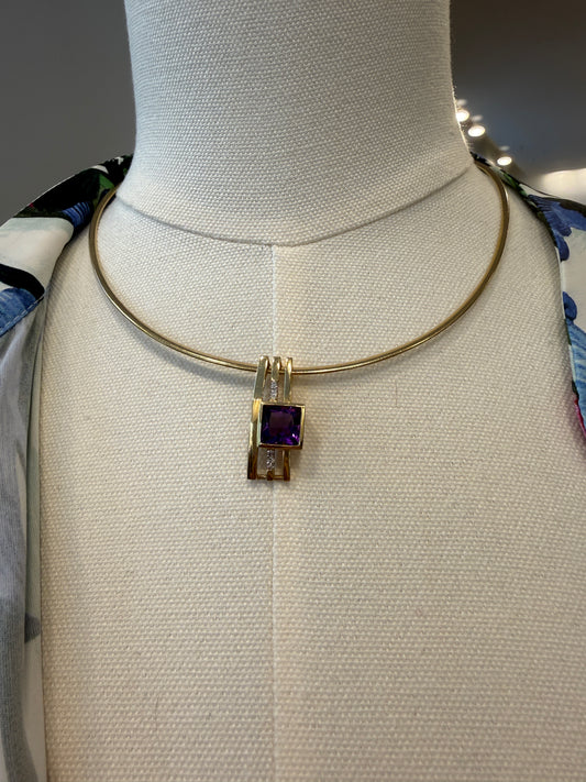NO BRAND Round Purple Quartz Pendant Necklace