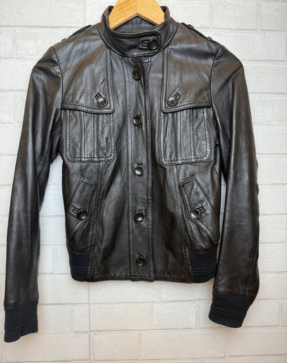 SWORD 6644 Leather Jacket with Pockets/XS
