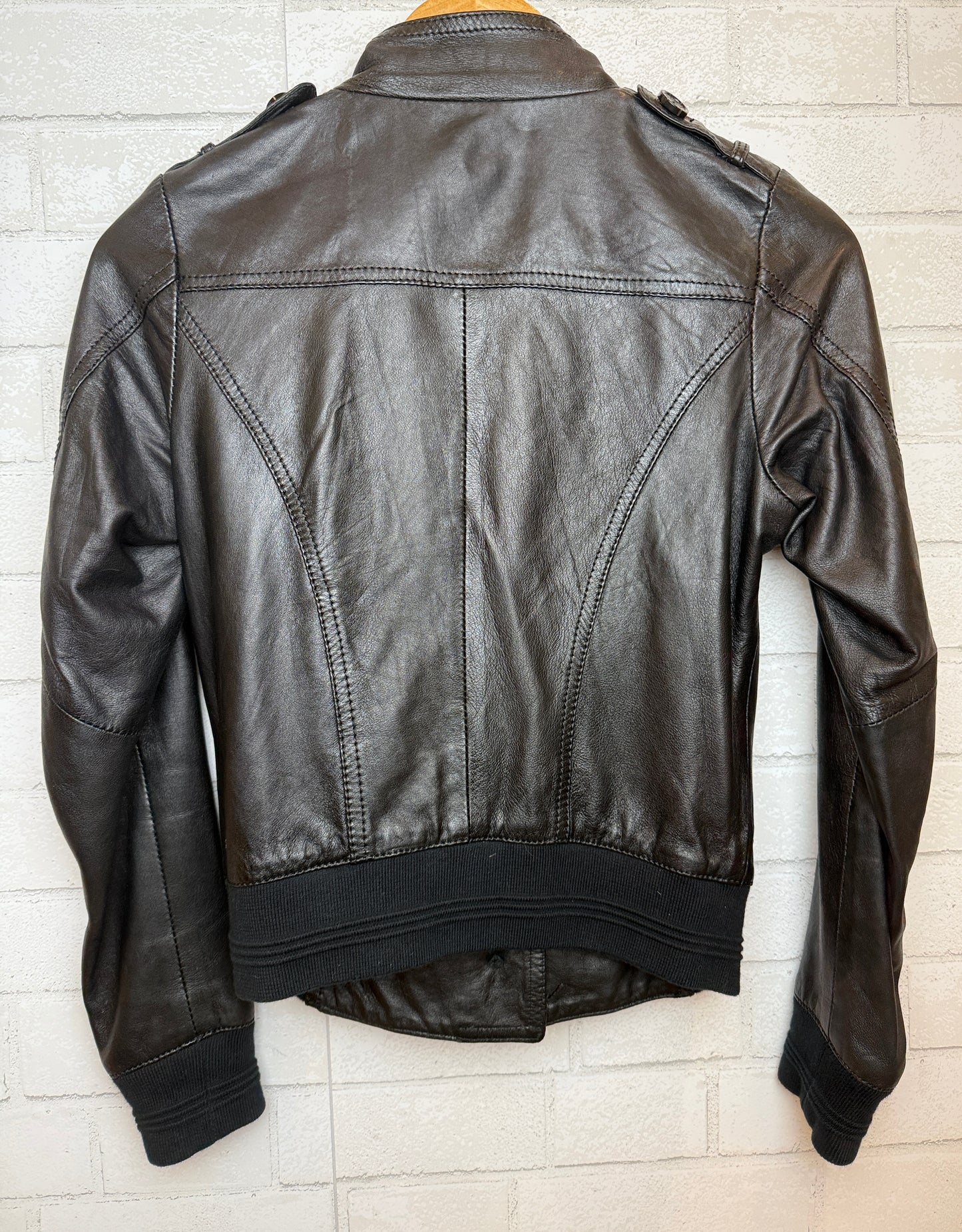 SWORD 6644 Leather Jacket with Pockets/XS