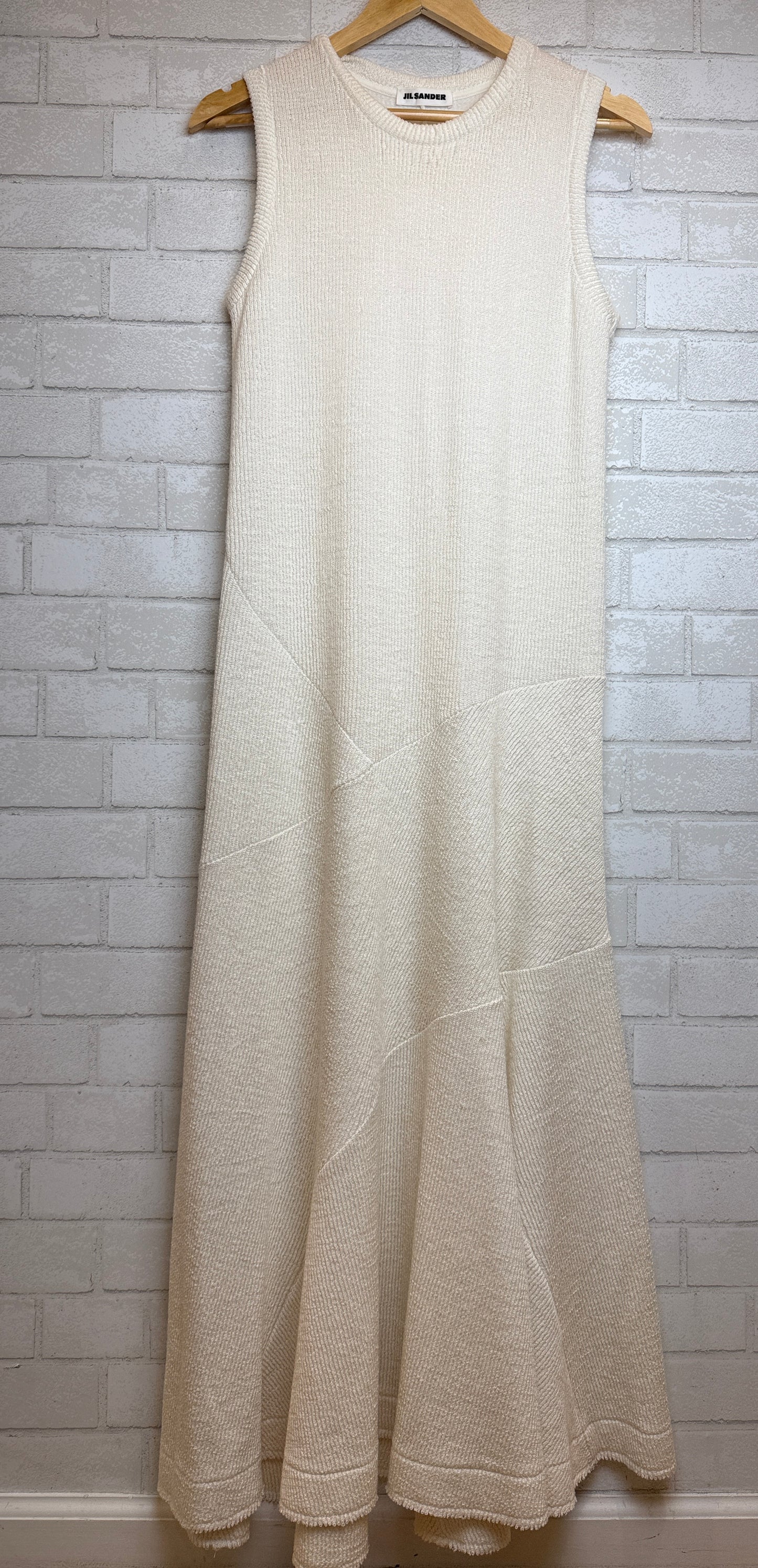 JIL SANDER Sleeveless Linen Blend Textured Knit Maxi Dress / XS-EU34