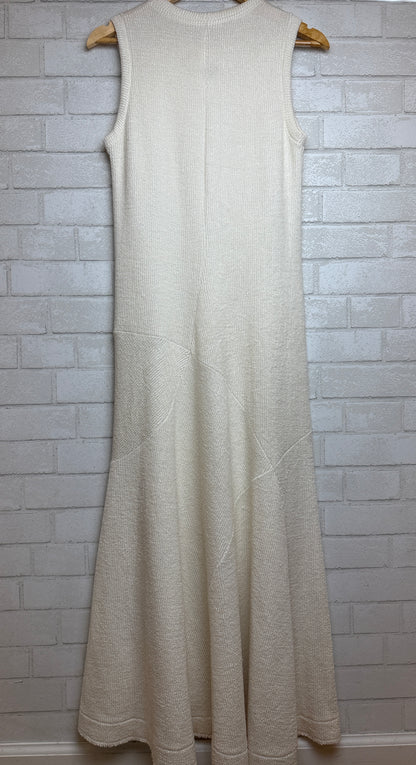 JIL SANDER Sleeveless Linen Blend Textured Knit Maxi Dress / XS-EU34