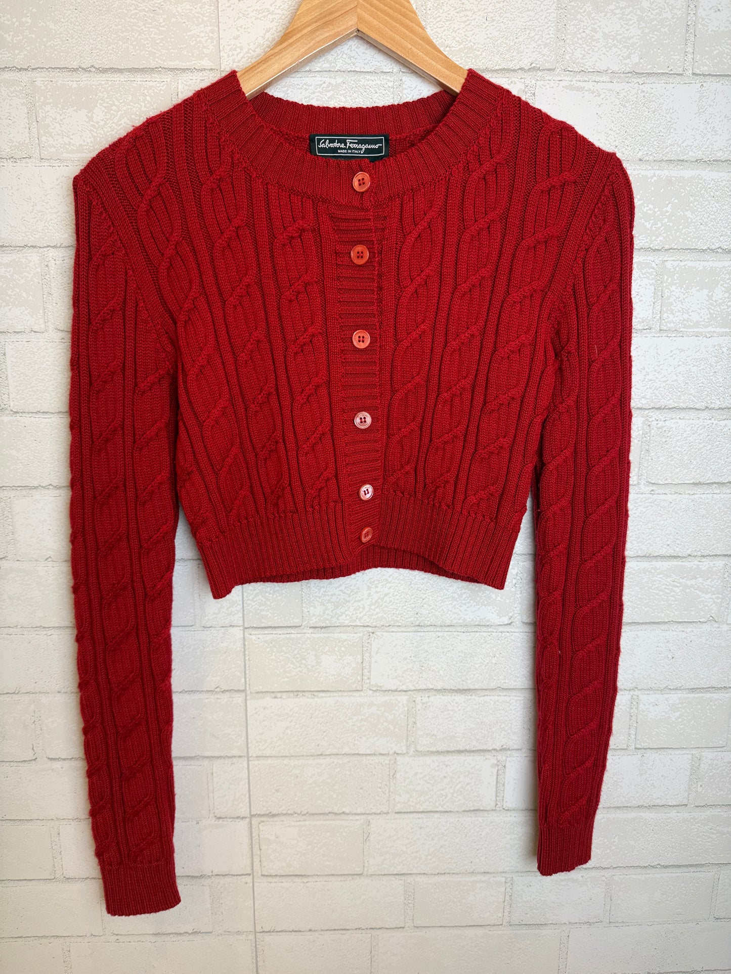 SALVATORE FERRAGAMO Knitted Crop Cardigan / S