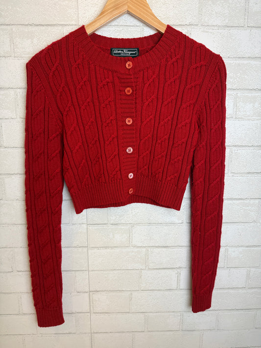 SALVATORE FERRAGAMO Knitted Crop Cardigan / S