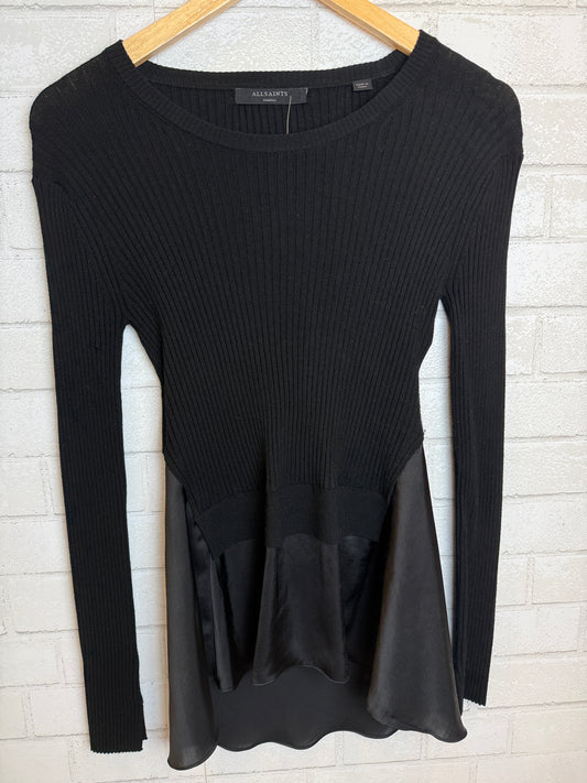 ALL SAINTS LS Satin Hem Sweater / S