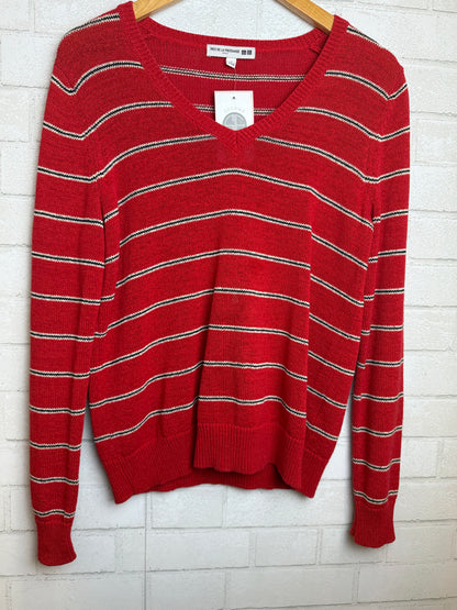 UNIQLO x INES DE LA FRESSANGE Red V Neck Striped Sweater / L