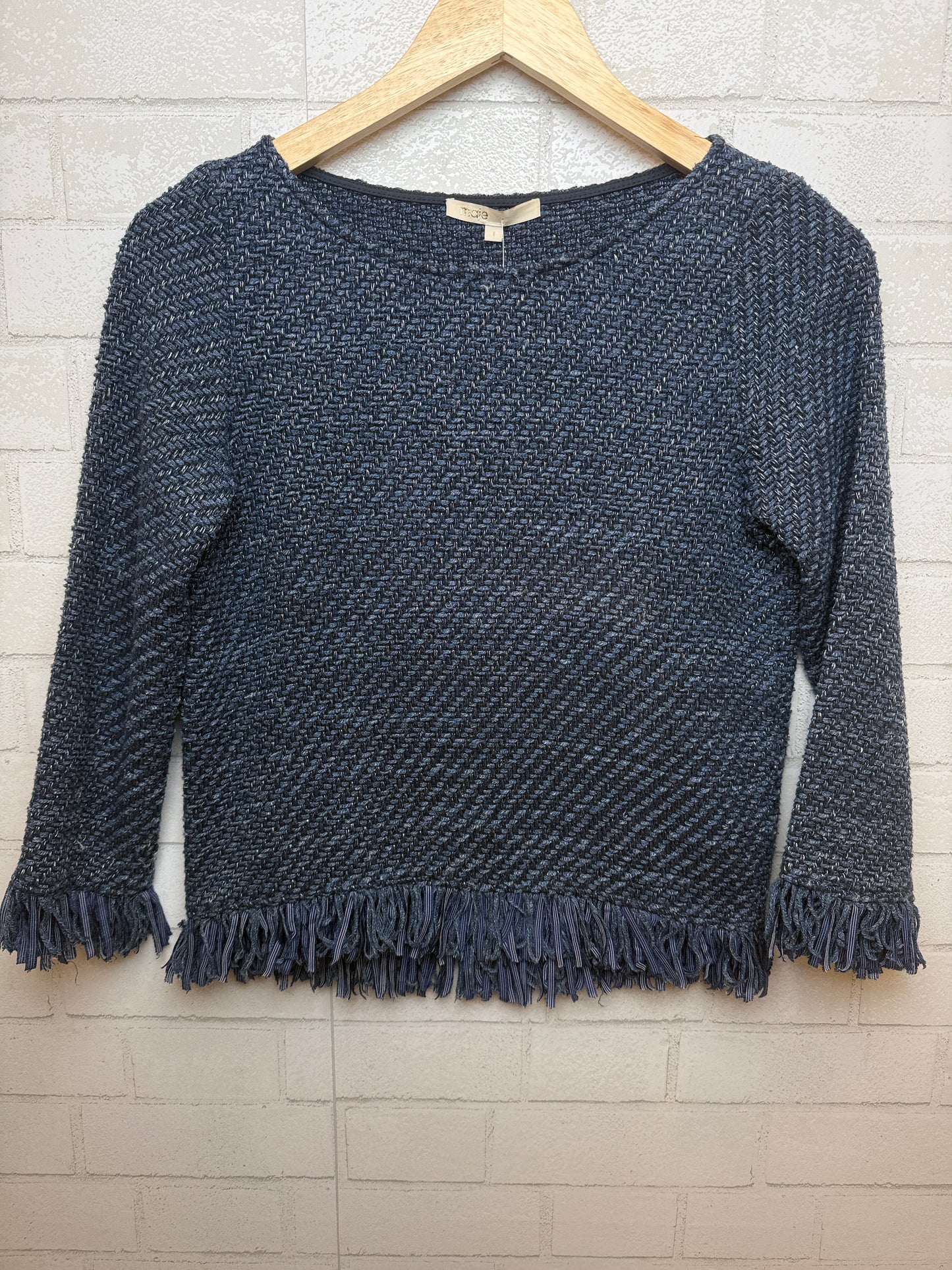 MAJE Cotton LS Fringed Sweater/S