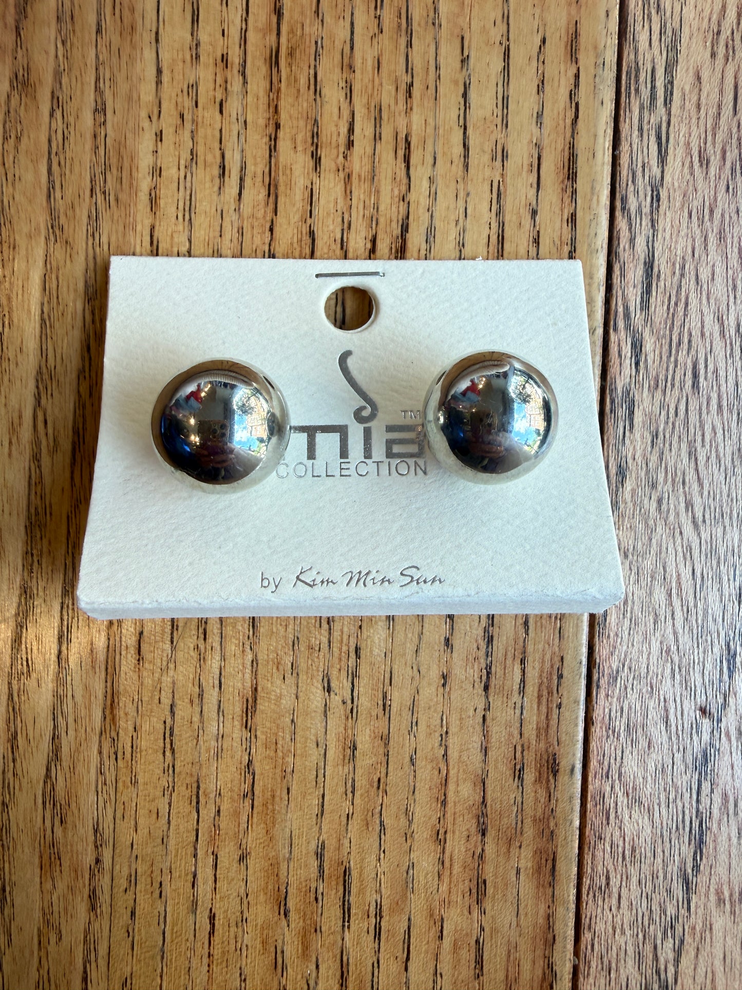 MIA COLLECTION BY KIM MIN SUN Silver Tone Large Ball Stud Earrings