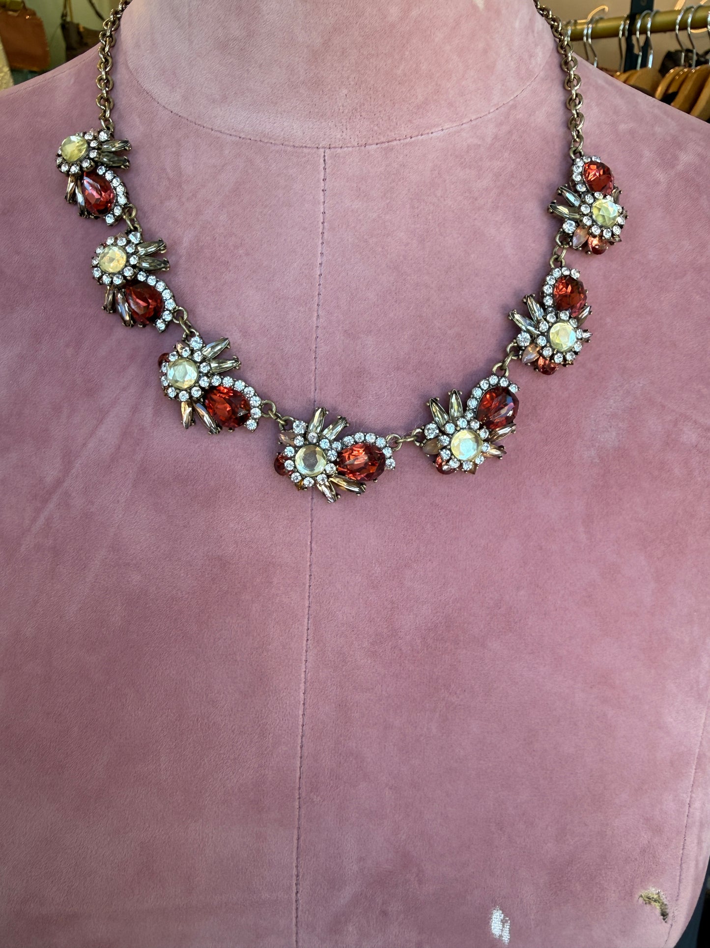 NOIR  Flowers and Crystal Necklace