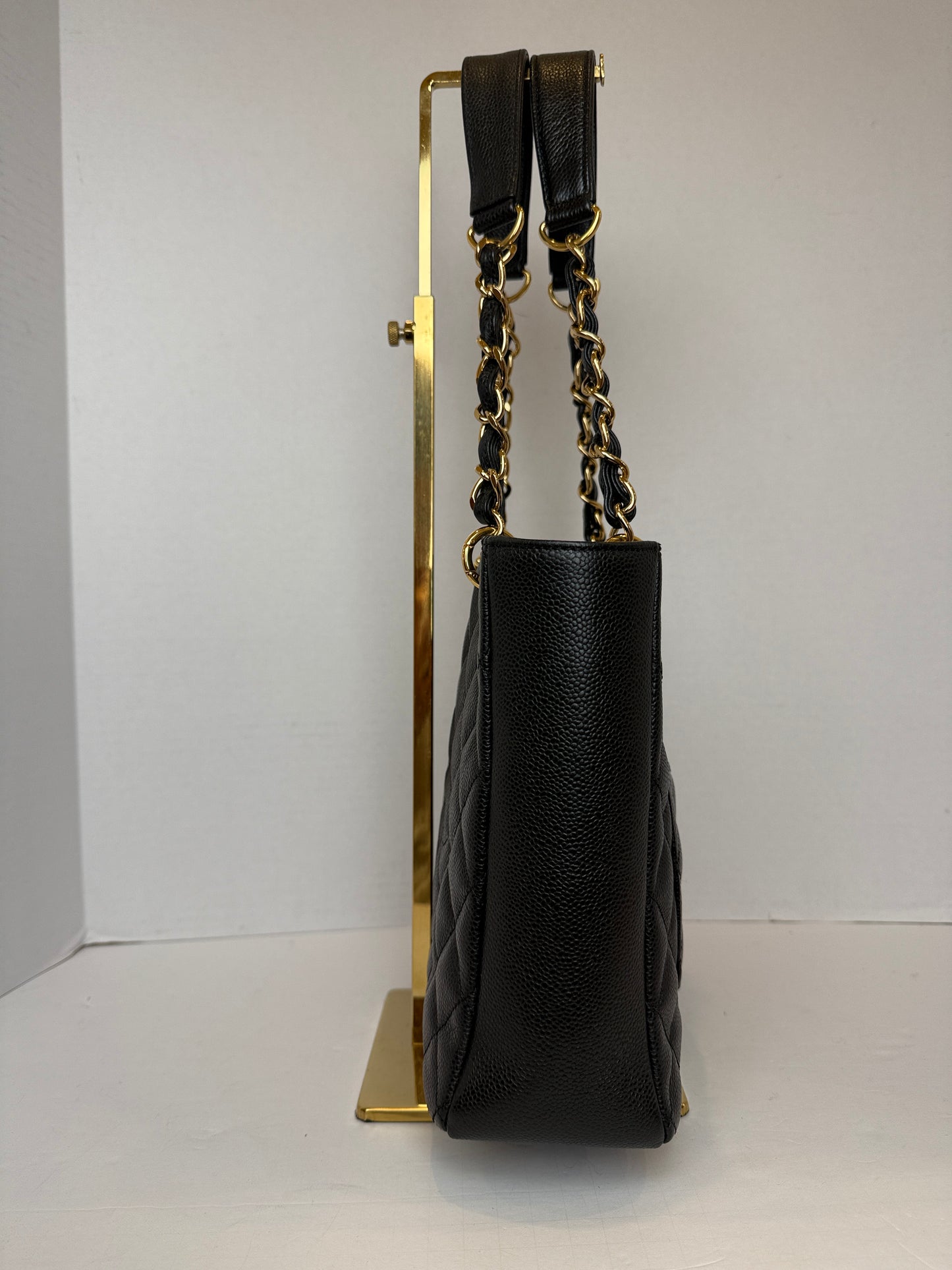 CHANEL Caviar Leather Petite Shopping Tote Bag