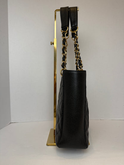 CHANEL Caviar Leather Petite Shopping Tote Bag
