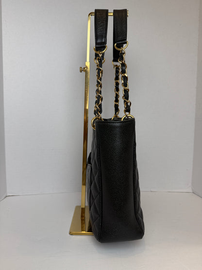 CHANEL Caviar Leather Petite Shopping Tote Bag
