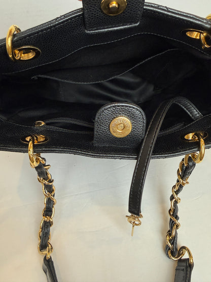 CHANEL Caviar Leather Petite Shopping Tote Bag