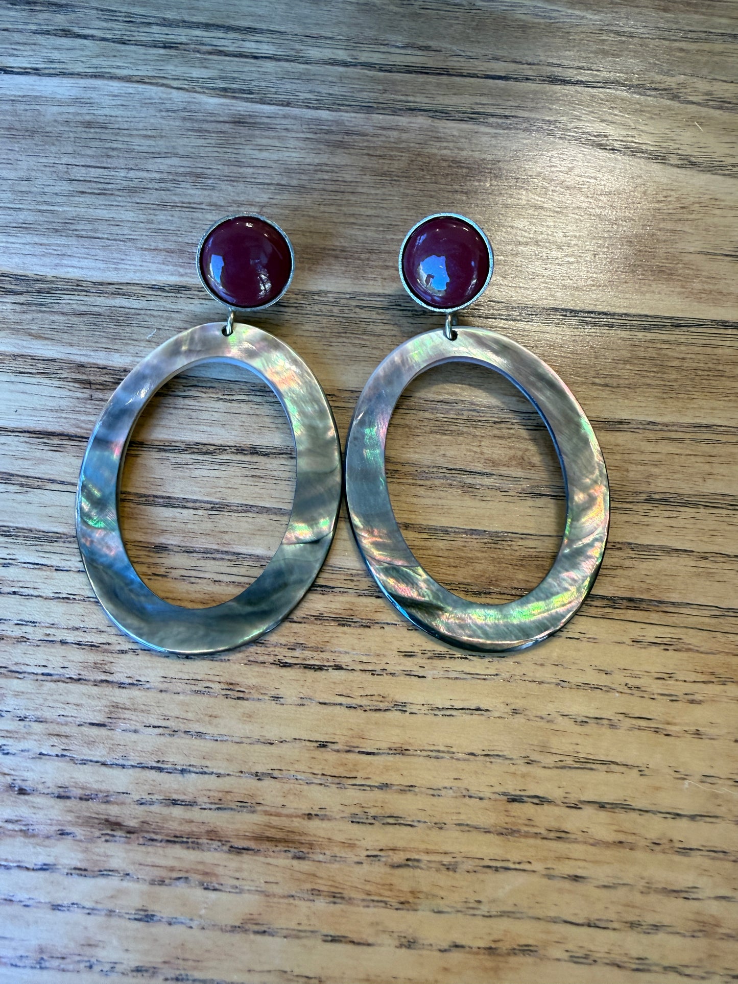 NO BRAND Drop Earring Circulor Top Paired With Open oval