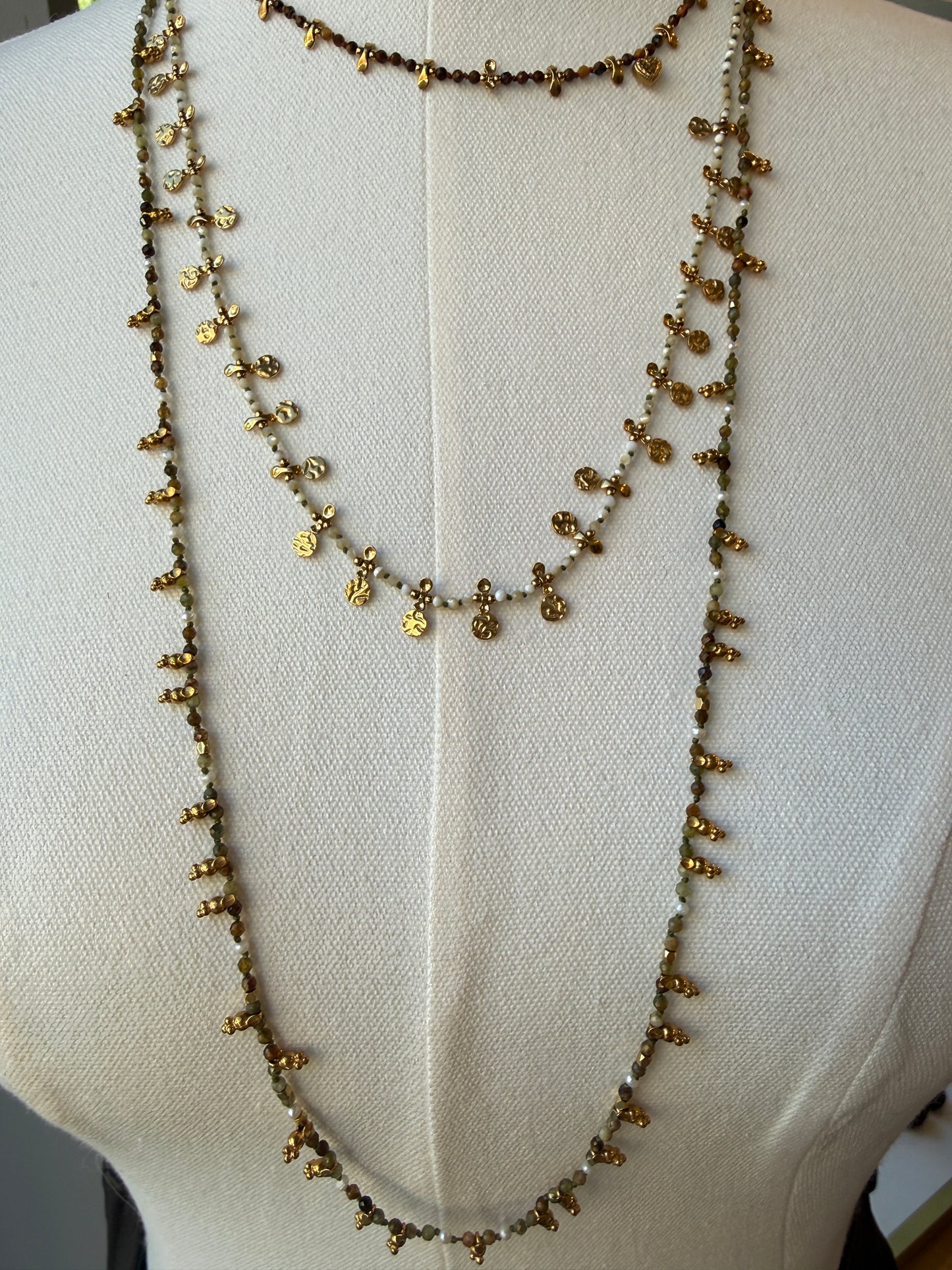 HABAHA PARIS Three Chain Long Beaded Necklace