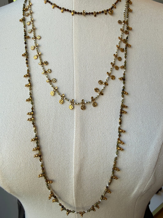 HABAHA PARIS Three Chain Long Beaded Necklace