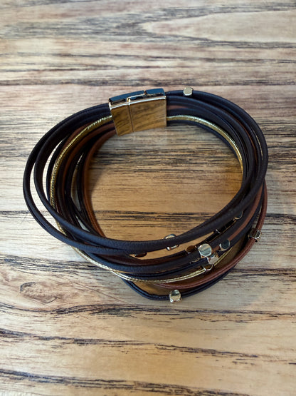 NO BRAND Magnetic Clasp Leather Bracelet