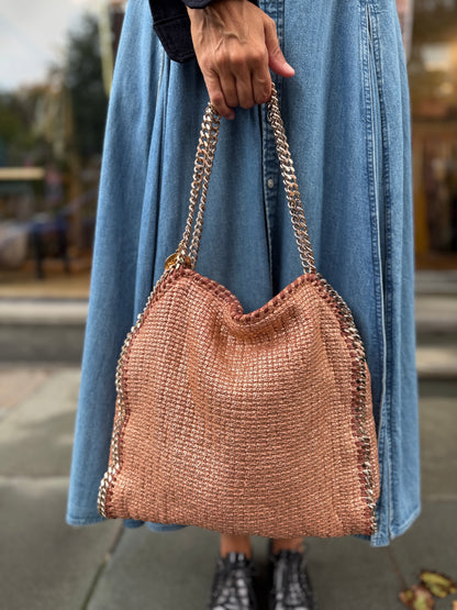 STELLA MCCARTNEY Falabella Metallic Mesh Fold Over Bag