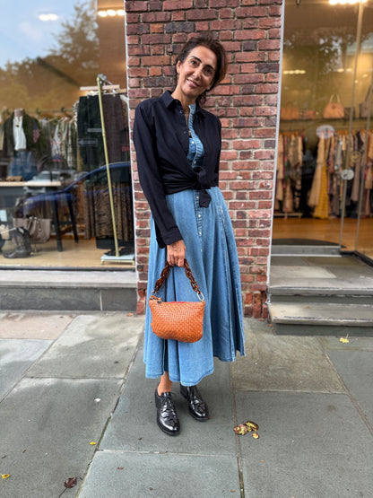 CLARE V. Petit Leather Messenger Bag