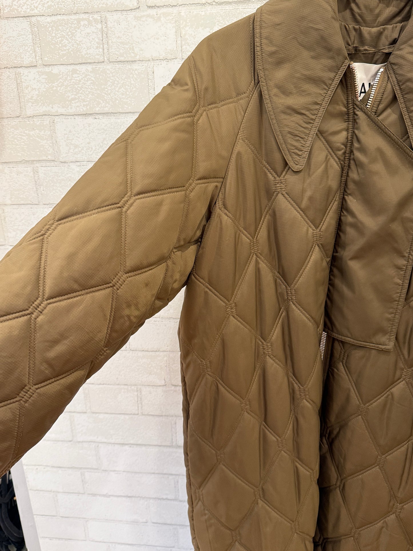 GANNI Diamond Quilted Ripstop Oversized Coat/XS