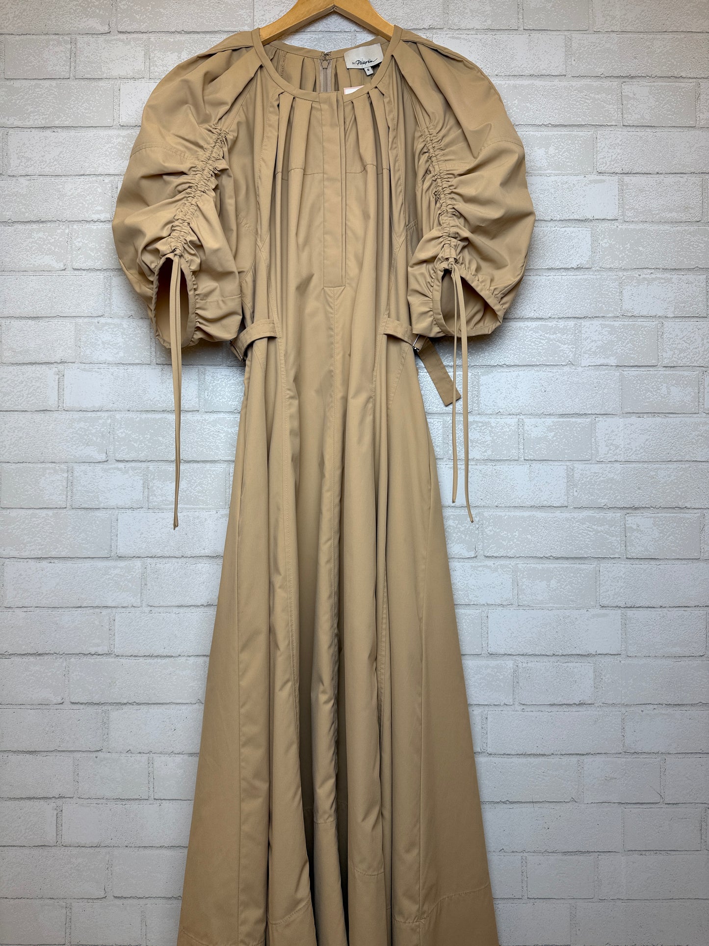 PHILIPP LIM  Cotton Puffed Sleeves Flared Long Dress/S