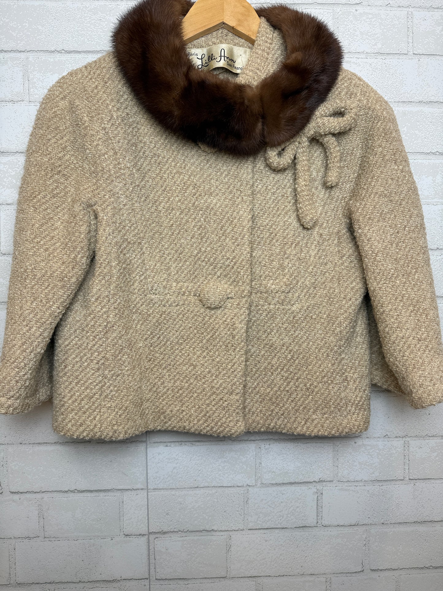 LILI ANN Croped Jacket W Mink Fur Collar/S-EU36
