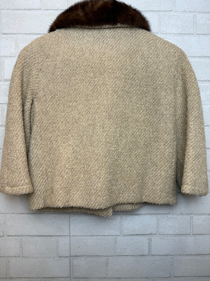 LILI ANN Croped Jacket W Mink Fur Collar/S-EU36