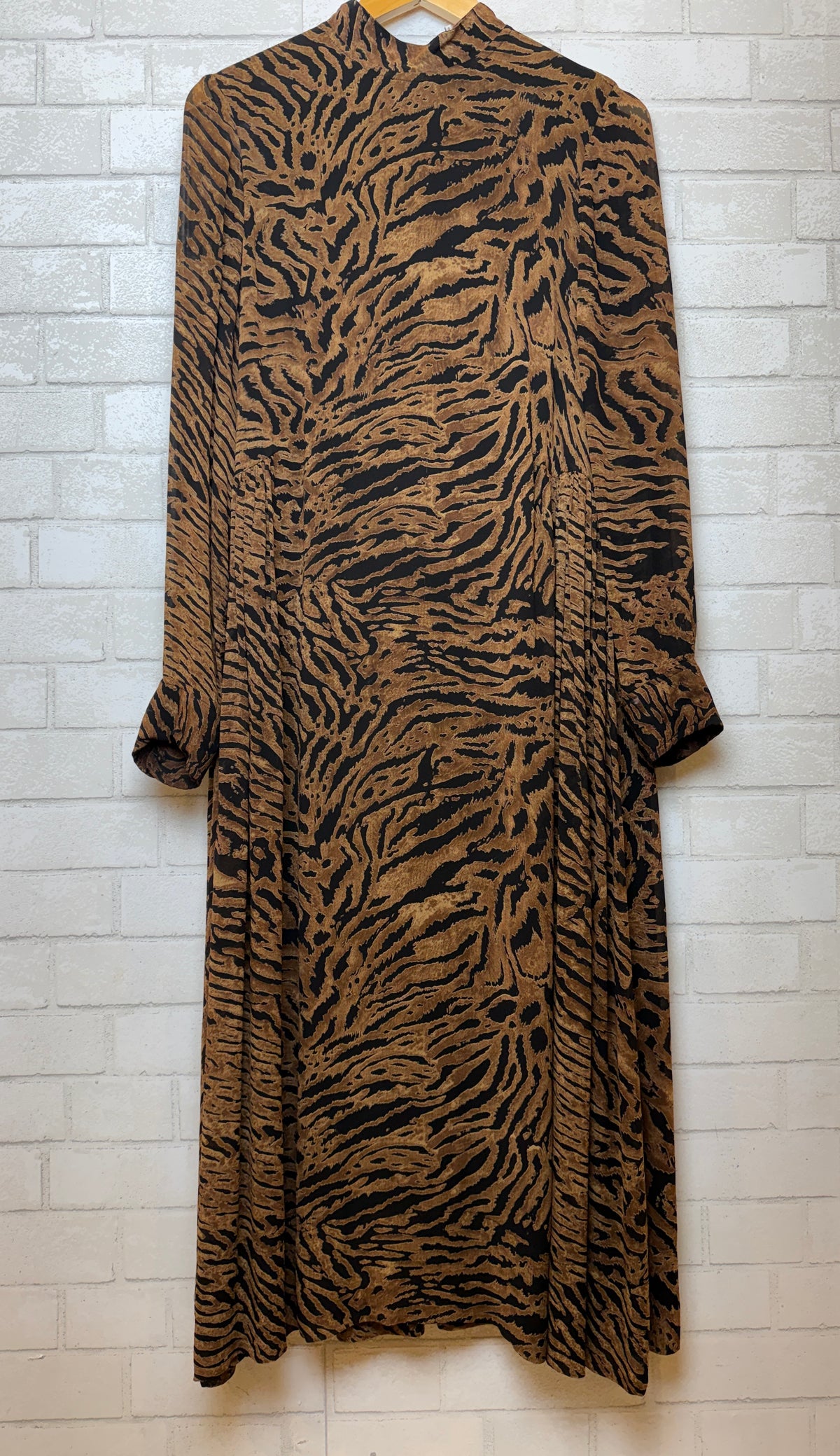 GANNI LS Printed Animal Maxi Dress/ L-EU40