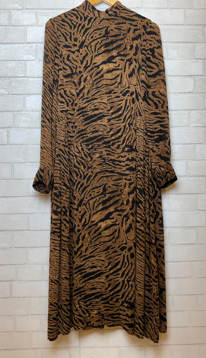 GANNI LS Printed Animal Maxi Dress/ L-EU40