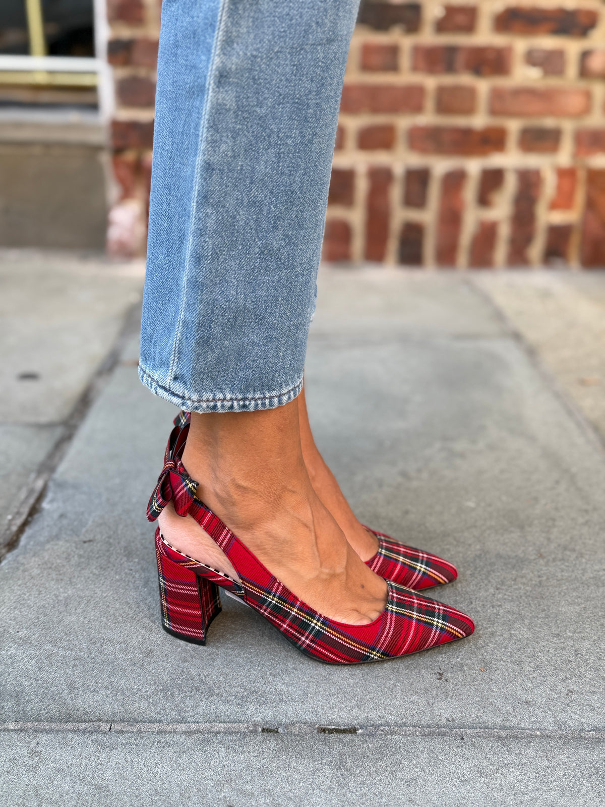 BETSEY JOHNSON TartanCella Slingback Block Heels/US7-EU37