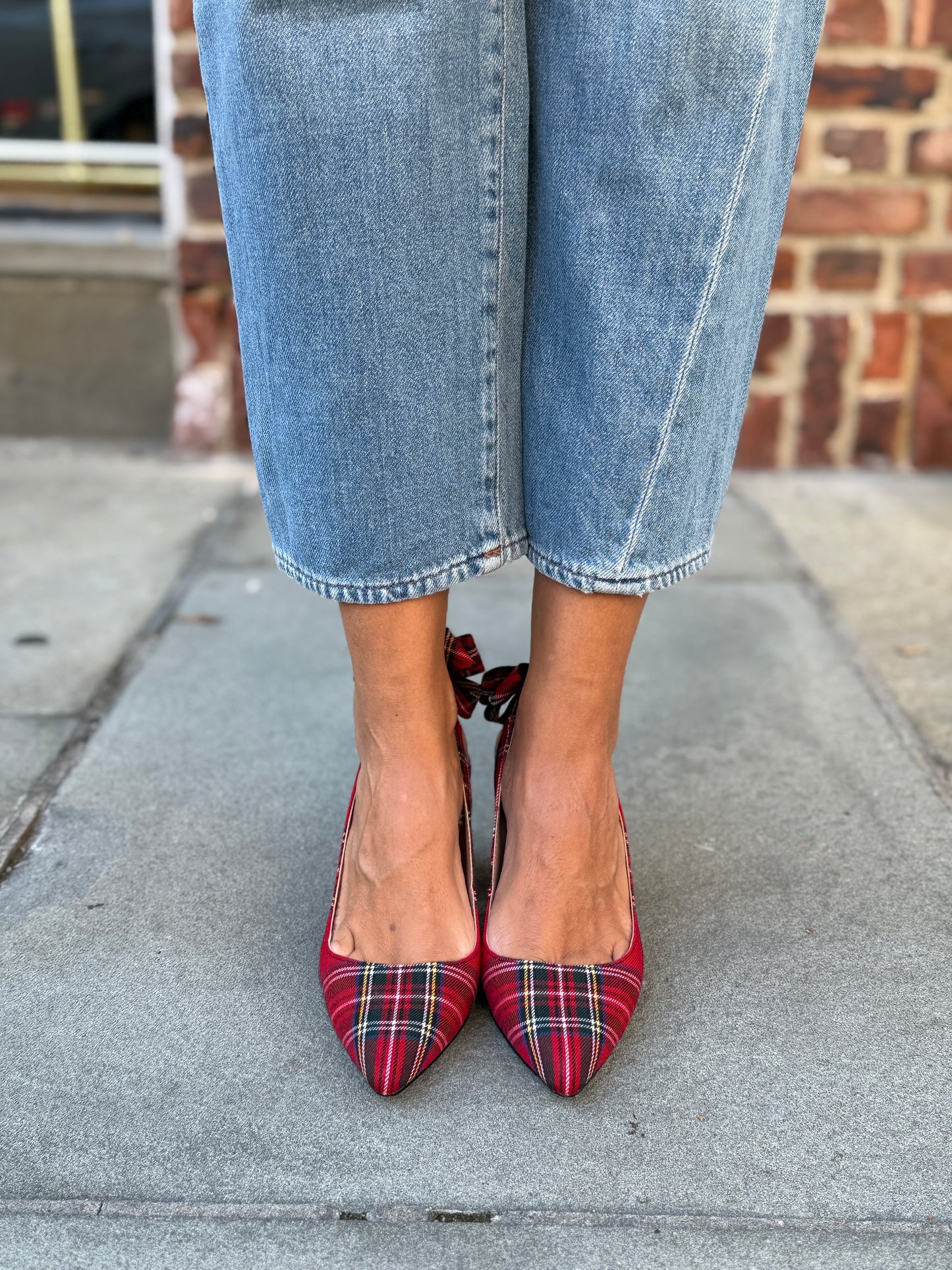 BETSEY JOHNSON TartanCella Slingback Block Heels/US7-EU37