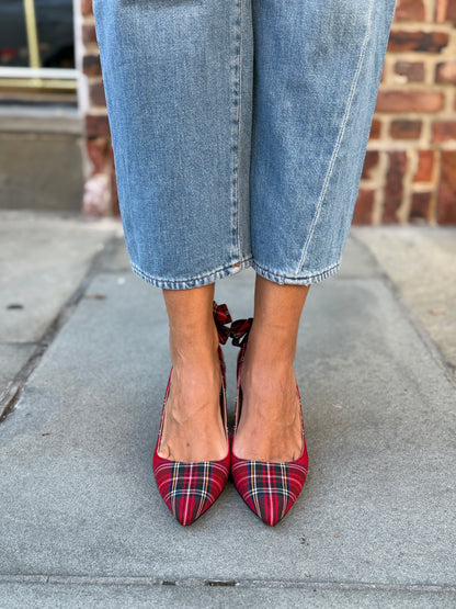 BETSEY JOHNSON TartanCella Slingback Block Heels/US7-EU37