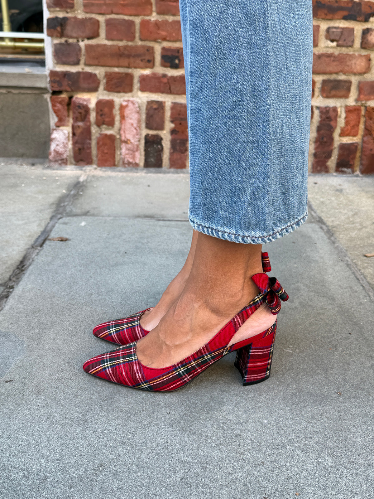 BETSEY JOHNSON TartanCella Slingback Block Heels/US7-EU37